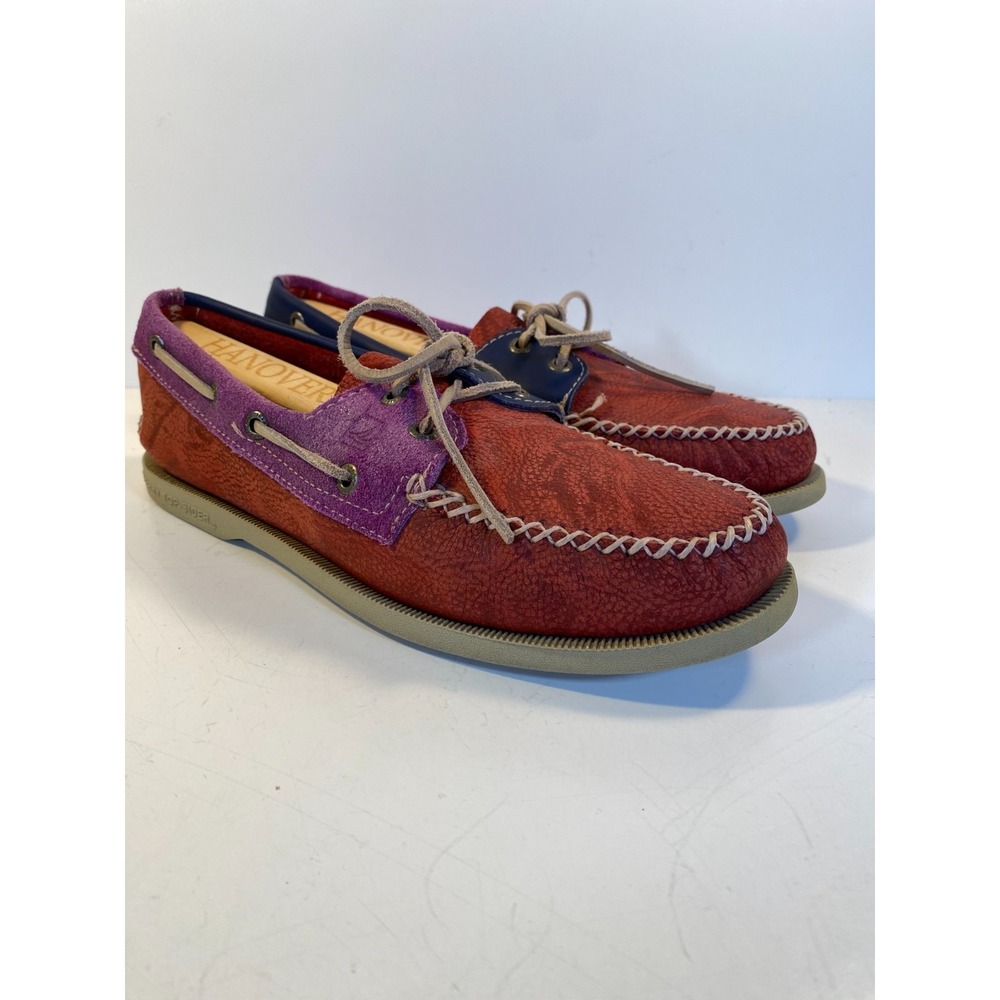 Sperry Top-Sider leather boat shoes Men's 8 Non-Marking Red, Purple, Blue